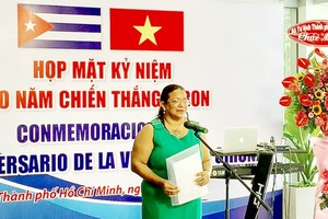 Cuban Consul General in Ho Chi Minh City Indira Lopez Arguelles speaks at the ceremony. (Photo: SGGP)