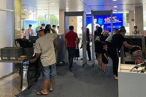 Body-scanning machines and walk through metal detectors are installed at check-in counters on the first floor in the Hall A.(Photo: SGGP)