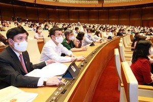 With 95.99 percent of yes votes, the 15th National Assembly on July 28 adopted a resolution on the organisational structure and number of members of the Government (Photo: VNA)