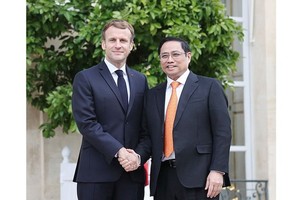Vietnamese Prime Minister Pham Minh Chinh (R) and his French counterpart Jean Castex. (Photo: VNA)