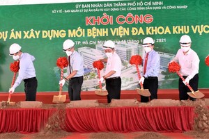 At the groundbreaking ceremony ​