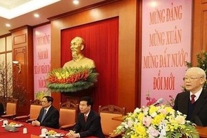 Party General Secretary Nguyen Phu Trong speaks at the get-together (Photo: VNA)