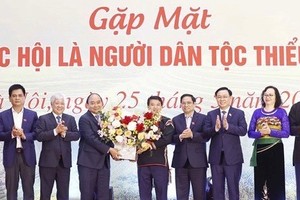 Party and State leaders meet with NA ethnic minority deputies (Photo: VNA) 