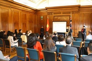 Vietnamese Ambassador to the UK Nguyen Hoang Long delivers a remark at Meet Vietnam in Nottingham. (Photo: VNA)