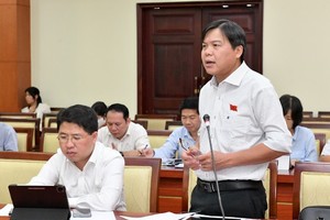 Deputy Tang Huu Phong, Editor-in-Chief of the Sai Gon Giai Phong (SGGP) Newspaper speaks at the meeting.