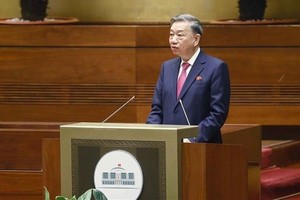 Minister of Public Security To Lam speaks at the session. (Photo: VNA)