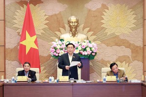 National Assembly Chairman Vuong Dinh Hue speaks at the working session. (Photo: VNA)