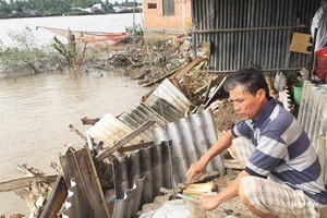 A landslide section along the Mo Cay River in Ben Tre Province (Photo: SGGP)