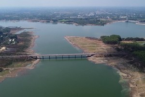 The water level in Tri An hydropower reservoir, the largest of its kind in the southern region, drops to “dead level” (Photo: cand.com.vn)