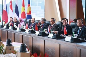 The dialogue session between ASEAN leaders and representatives of the High-Level Task Force on ASEAN Community's Post-2025 Vision (Photo: VNA)