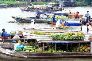 Ba Ngan floating market, Nga Bay town, the Vietnamese Mekong Delta province of Hau Giang (Photo: VNA)