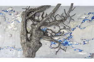 Artworks in different genres of arts and materials, such as reliefs, double-sided embroidery with metal wire, oil paintings, applique embroidery craft