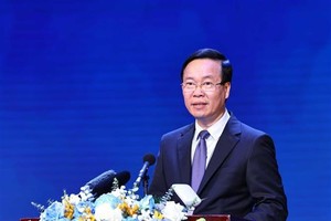 President Vo Van Thuong speaks at the ceremony in Hanoi on February 26. (Photo: VNA)