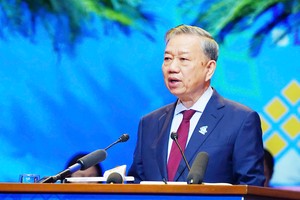 Party General Secretary To Lam speaks at the plenary session of the ninth National Congress of the Vietnam Youth Federation. (Photo: VNA)