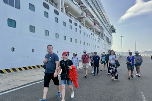 Bahamas-flagged Norwegian cruise ship carries 2,000 passengers and crew docked at Cam Ranh International Port in the central coastal province of Khanh Hoa on February 6.