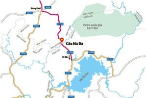 The proposed route connecting Binh Phuoc, Dong Nai and Central Highlands provinces