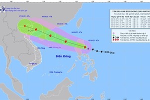 Typhoon Matmo's location at 7am on October 3 and its forecast path in the next few days. (Photo: thoitietvietnam.gov.vn)