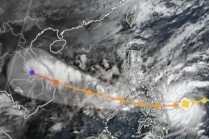 Satellite imagery shows the eye of the storm at 6:30 a.m. on November 3