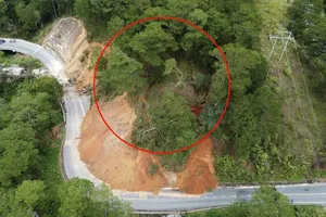 Landslide site on D’ran Pass in Xuan Truong Ward, Da Lat City, Lam Dong Province (Photo: SGGP)