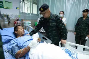 Binh sĩ Thái Lan bị thương tại biên giới với Thái Lan. Ảnh: BP