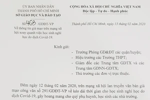 Công an TPHCM vào cuộc điều tra vụ văn bản giả mạo thời gian học sinh đi học lại vì dịch Covid - 19