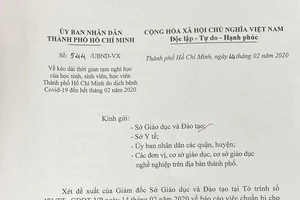 TPHCM: Kiến nghị cho học sinh, sinh viên nghỉ học đến hết tháng 3-2020