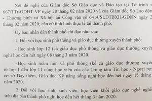 TPHCM: Học sinh nghỉ học đến ngày 15-3, lớp 12 đến ngày 8-3