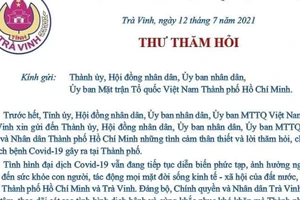 Trà Vinh hỗ trợ TPHCM 600 triệu đồng phòng chống dịch Covid-19