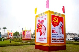 庆祝越南共产党建党95周年宣传横幅。