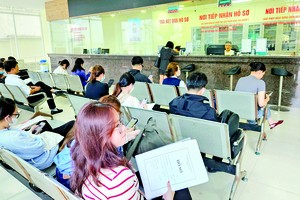 企业与民众在市内务厅递交劳动与就业领域卷宗。