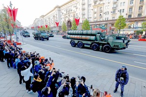 俄罗斯卫国战争胜利日阅兵彩排。