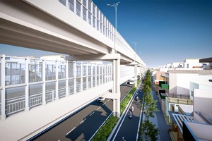 富美2桥项目双层道路效果图。