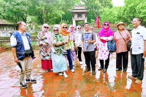 穆斯林游客参观文庙国子监。