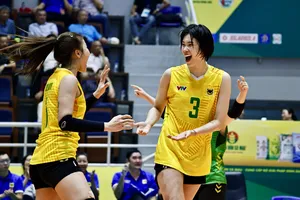 VTV Bình Điền Long An giành được trận thắng đầu tiên trước Geleximco Thái Bình. Ảnh: DŨNG PHƯƠNG