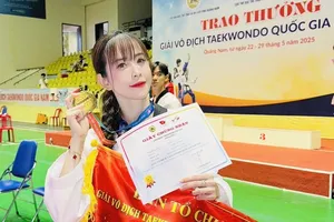 Châu Tuyết Vân và đồng đội có vị trí số 1 trong nội dung biểu diễn quyền tại giải vô địch quốc gia 2025. Ảnh: T.VÂN