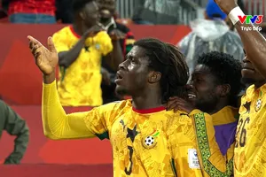 Các cầu thủ Ghana giành chiến thắng đầy cảm xúc ở trận ra quân World Cup 2026. ẢNH: VTV 