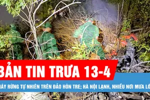 Bản tin trưa 13-4: Cháy rừng tự nhiên trên đảo Hòn Tre; Hà Nội lạnh, nhiều nơi mưa lớn