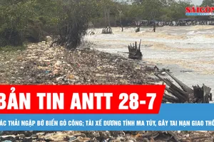 Bản tin ANTT 28-7: Rác thải ngập bờ biển Gò Công; Tài xế dương tính ma túy, gây tai nạn giao thông