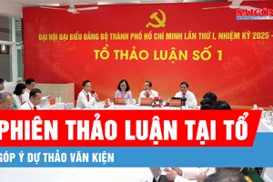 Đại biểu thảo luận tại tổ, góp ý dự thảo văn kiện