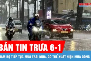 Bản tin trưa 6-1: Nam bộ tiếp tục mưa trái mùa, có thể xuất hiện mưa dông