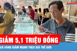 Giá vàng miếng SJC và vàng nhẫn 9999 giảm 5,1 triệu đồng/lượng