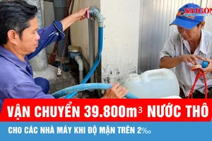 Vĩnh Long vận chuyển 39.800m³ nước thô cho các nhà máy khi độ mặn trên 2‰