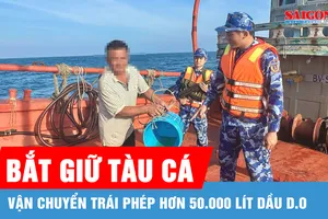 Bắt giữ tàu cá vận chuyển trái phép hơn 50.000 lít dầu D.O