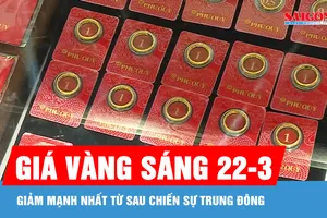 Giá vàng sáng nay (22-3): Giảm mạnh nhất từ sau chiến sự Trung Đông