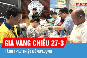 Chiều 27-3, giá vàng đảo chiều tăng 1-1,7 triệu đồng/lượng