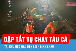 Kịp thời dập tắt vụ cháy tàu cá tại khu neo đậu Bến Lội - Bình Châu
