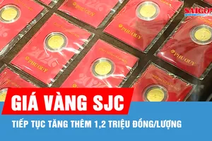 Sáng 31-3, giá vàng SJC tiếp tục tăng thêm 1,2 triệu đồng/lượng