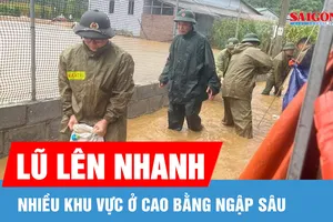 Cao Bằng: Lũ trên sông Bằng Giang lên nhanh, nhiều khu vực ngập sâu