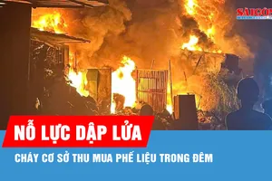 Quảng Ngãi: Nỗ lực dập tắt vụ cháy cơ sở thu mua phế liệu trong đêm