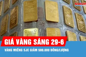 Sáng 29-6, giá vàng miếng SJC giảm 500.000 đồng/lượng